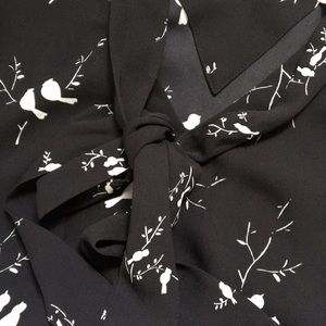 LOFT Lovebirds Black and White Blouse